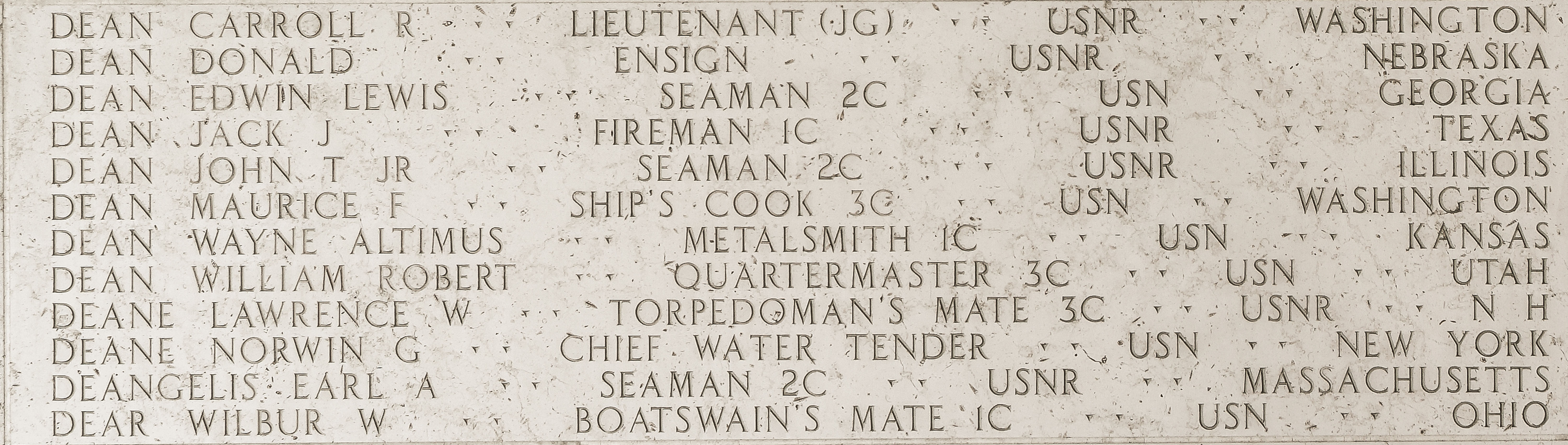 Wilbur W. Dear, Boatswain's Mate First Class